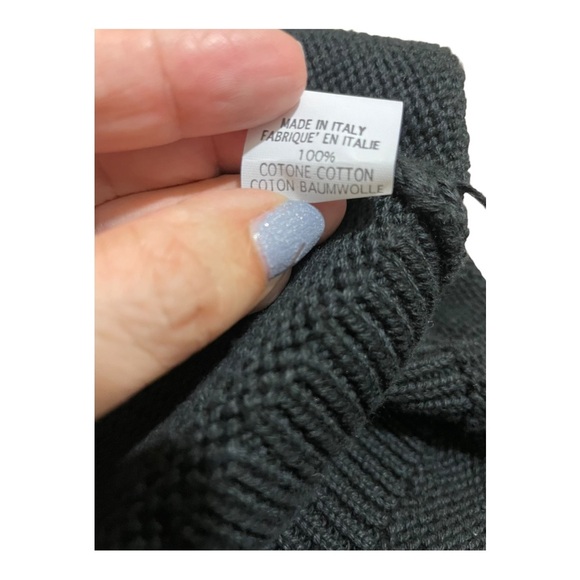 Italian womens V-neck knit crop top black baumwolle cotton size Small - Picture 10 of 10